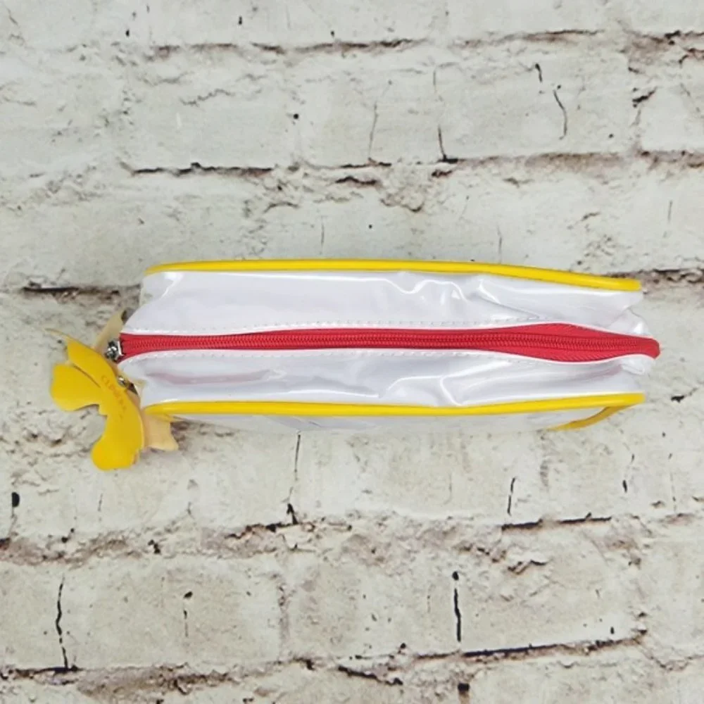 Clinique White Makeup Bag Cosmetic Zip Case Butterfly Yellow Red Orange Travel